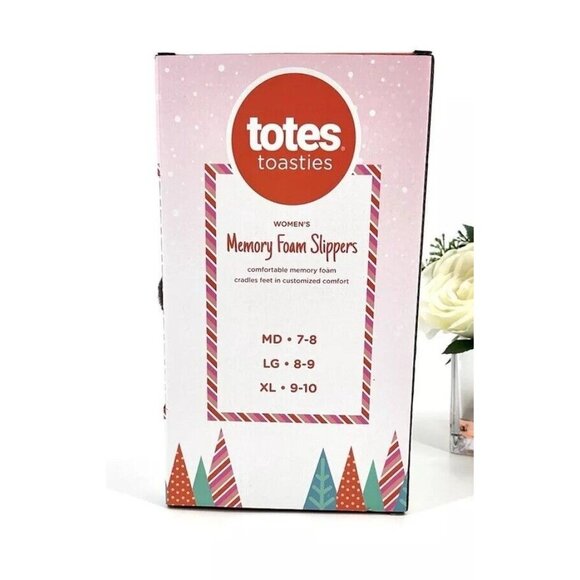 TOTES Womens Memory Foam Slippers Size 9-10 Slip On Gray Faux Fur NEW - Picture 4 of 6